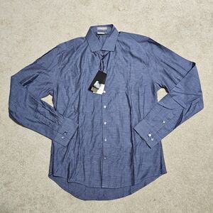 NWT Vardama Spill Resistant Egyptian Cotton Slim Fit Dress Shirt 16.5 L